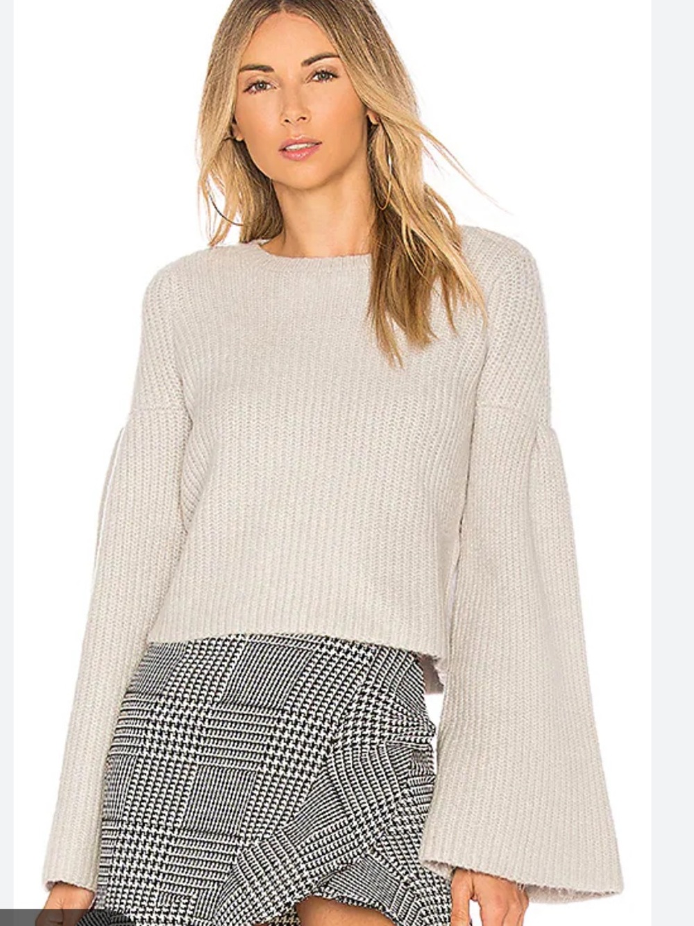 Lovers + Friends Light Gray Ribbed Knit Women’s Sweater